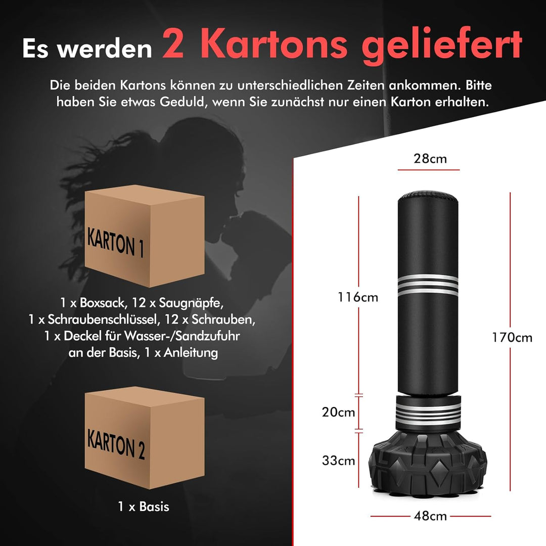 COSTWAY Boxsack stehend, 170 cm Schwerer Box Sack mit gefülltem Ständer, Standboxsack aus Kunstleder