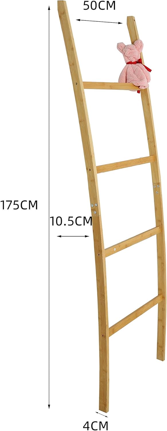 Handtuchleiter Handtuchhalter Bambus 4 Stangen Kleiderständer für Badezimmer Wohnzimmer