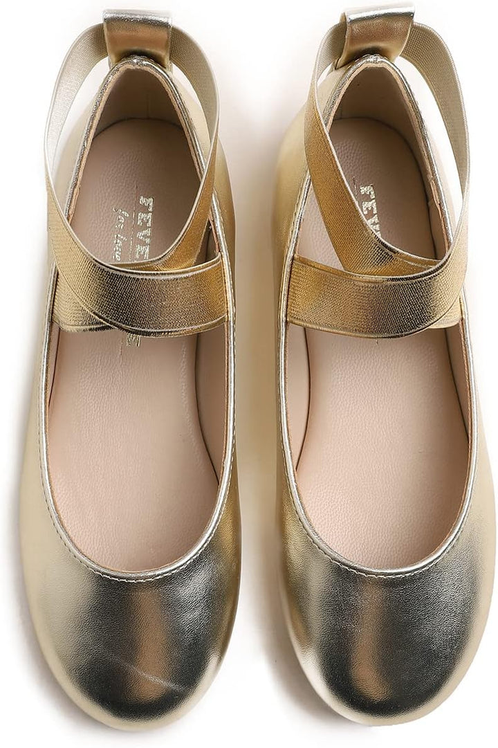 Feversole Girls Cute Belt Dress, Mädchen süsses Kleid Mary Jane Schuhe weiche Party Urlaub Ballerina