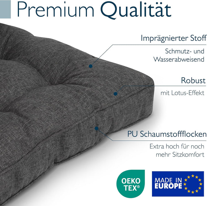 Beautissu Lounge Auflagen Set Sitzkissen 60x60 cm &amp; Rückenkissen 60x40 cm – Schmutz- &amp; Wasserabweise