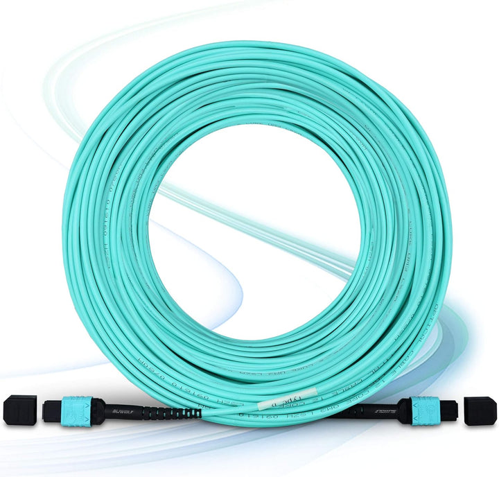 15M / 50FT 12Fasern Polarität Typ B OM3 MPO zu MPO Patchkabel Beide Female LSZH MPO - MPO LWL Patch