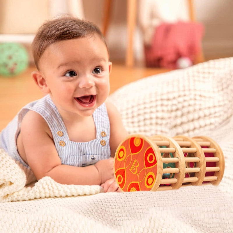 B. toys Montessori Baby Spielzeug Regenmacher mit Holzperlen – Holzspielzeug, Motorikspielzeug, Baby