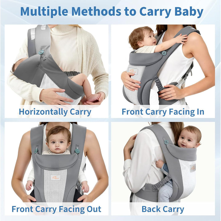 Babytrage - Superweiche 3D-Air Baby Tragegurt Neugeborene ab Geburt (0–24 Monate), On the Go 4-in-1