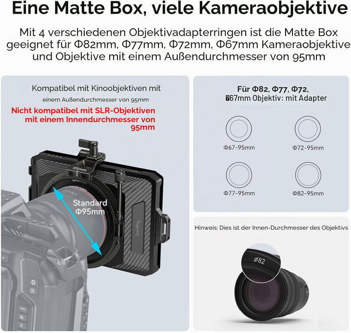 SMALLRIG Mini Matte Box Lite mit Top Flag für DSLRs und spiegellose Kameras, kompatibel mit 67mm/72m