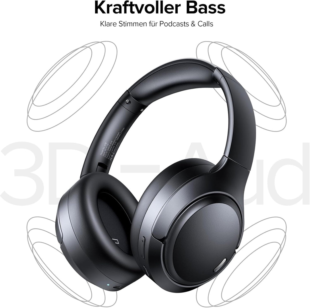 Bluetooth Over Ear Kopfhörer mit 6 ENC Mikrofonen & Hybrid ANC, 100 Std Akku, Faltbares Design, Komf