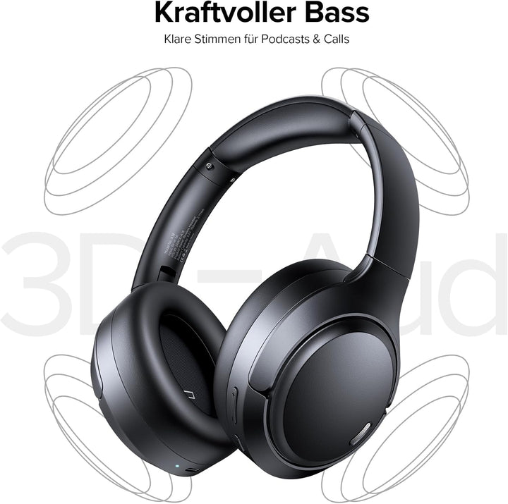 Bluetooth Over Ear Kopfhörer mit 6 ENC Mikrofonen & Hybrid ANC, 100 Std Akku, Faltbares Design, Komf