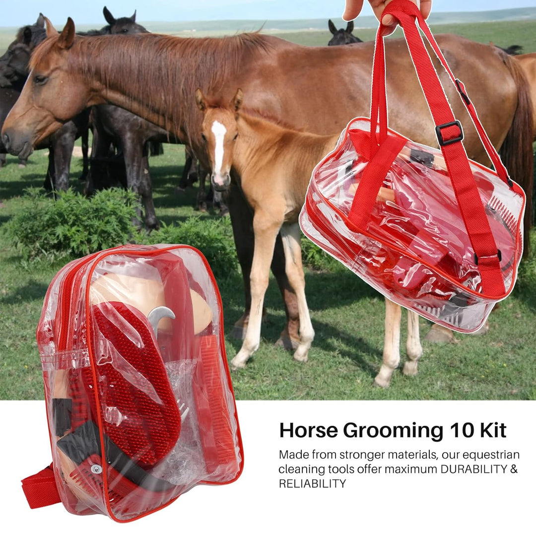 MUALROUS Pferdepflege-Kits 10-TLG Pferdereinigungs Set Pferdebürsten-Set Brush Putzzeug für Pferde S