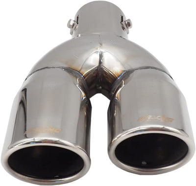 Simoni Racing Auspuffzierstück Doppel Rechts Rund/Schräg Edelstahl - Ø70xL220mm - Anschluss ->58mm