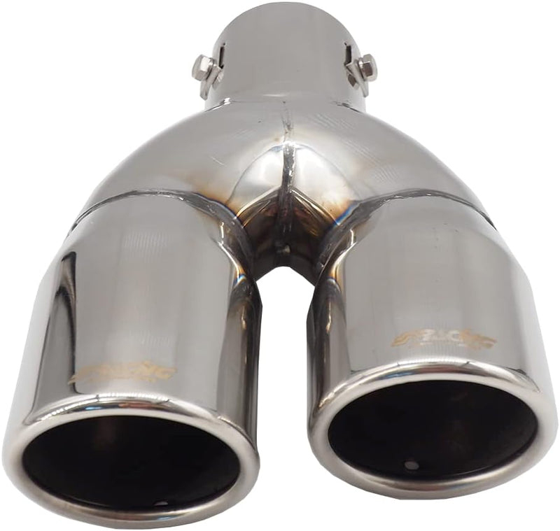 Simoni Racing Auspuffzierstück Doppel Rechts Rund/Schräg Edelstahl - Ø70xL220mm - Anschluss ->58mm