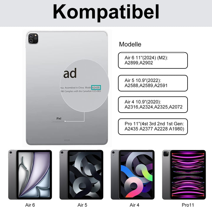 SENGBIRCH Magic Tastatur mit hülle für iPad Air 11" (M3 2025/M2 2024) - Deutsches QWERTZ Layout Hint