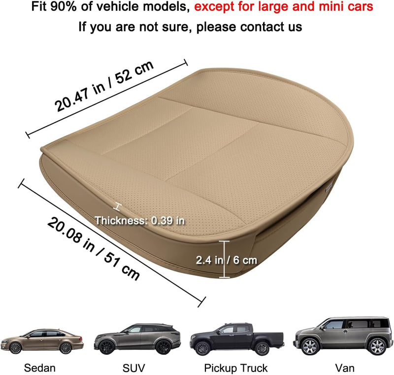 LUOLLOVE Sitzbezüg Auto Universal Leder Super Weich für Vordersitz 1PC (Beige 52 x 51 cm) 1PC Beige,