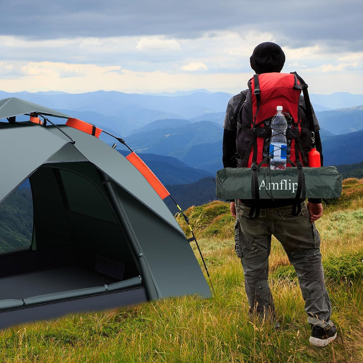 Amflip Campingzelt Automatisches 1 Personen Sofortzelt Pop Up Ultraleichtes Kuppelzelt 4 Jahreszeite