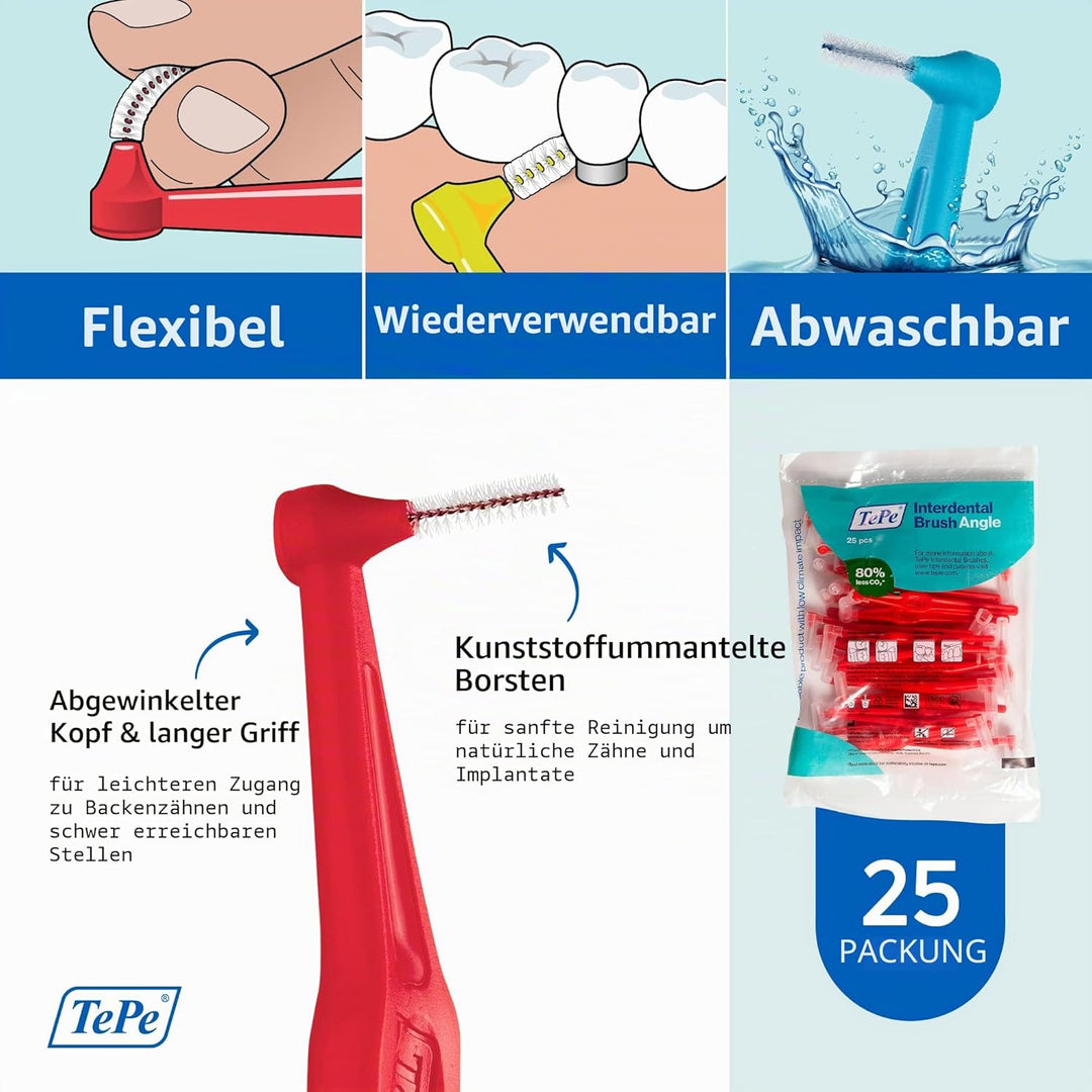 TePe Interdentalbürsten Angle ROT 0,5 mm, 25 Stück 25 stück (1er Pack), 25 stück (1er Pack)