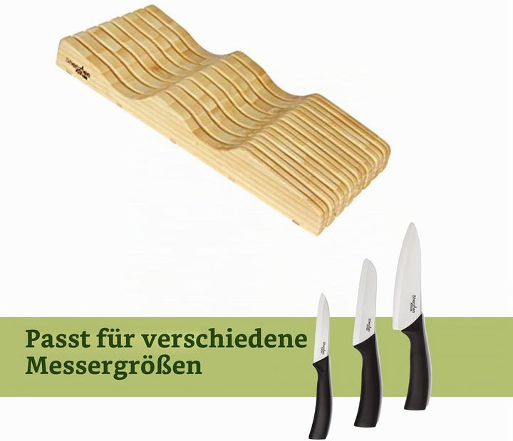 Shenzhen Knives Grosser Schubladen-Messerblock: 11 Slot (hält 10-12 Messer) Leerer Bambusholz-Messer