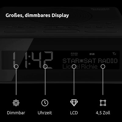 TechniSat DIGITRADIO 51 DAB+ Radiowecker (DAB, UKW, Uhrenradio, Wecker mit zwei einstellbaren Weckze