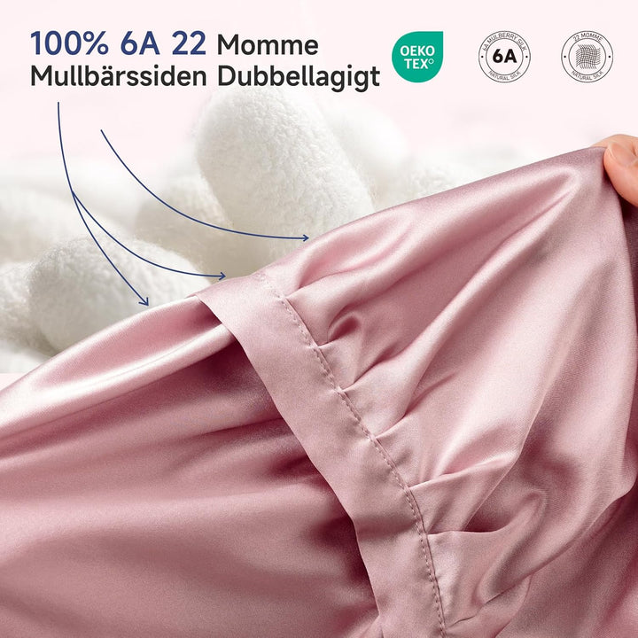 Kaome 22 Momme 100% Maulbeerseide Schlafmütze Verstellbar, 6A Doppelseitige Nachtmütze aus Seide, Fü