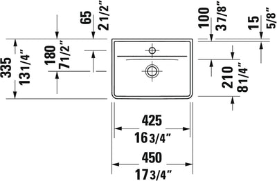 Duravit D-Neo Handwaschbecken, Keramik, Weiss, 45 cm x 33,5 cm, Handwaschbecken