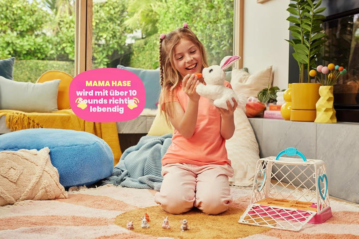 Pets Alive Mama Bunny Surprise von ZURU, realistischer, elektronischer Plüschhasen-Roboter, Überrasc