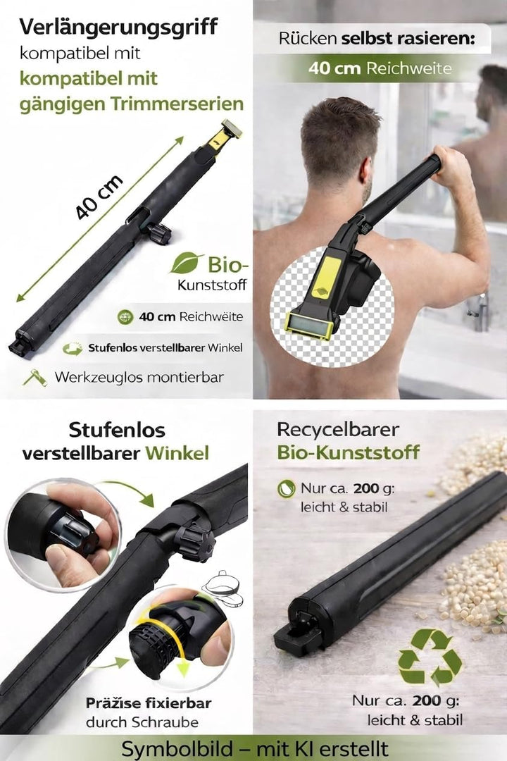 Verlängerungsgriff kompatibel mit Philips OneBlade QP2 &amp; OneBlade 360 – 40 cm Rasierer-Verlängerung