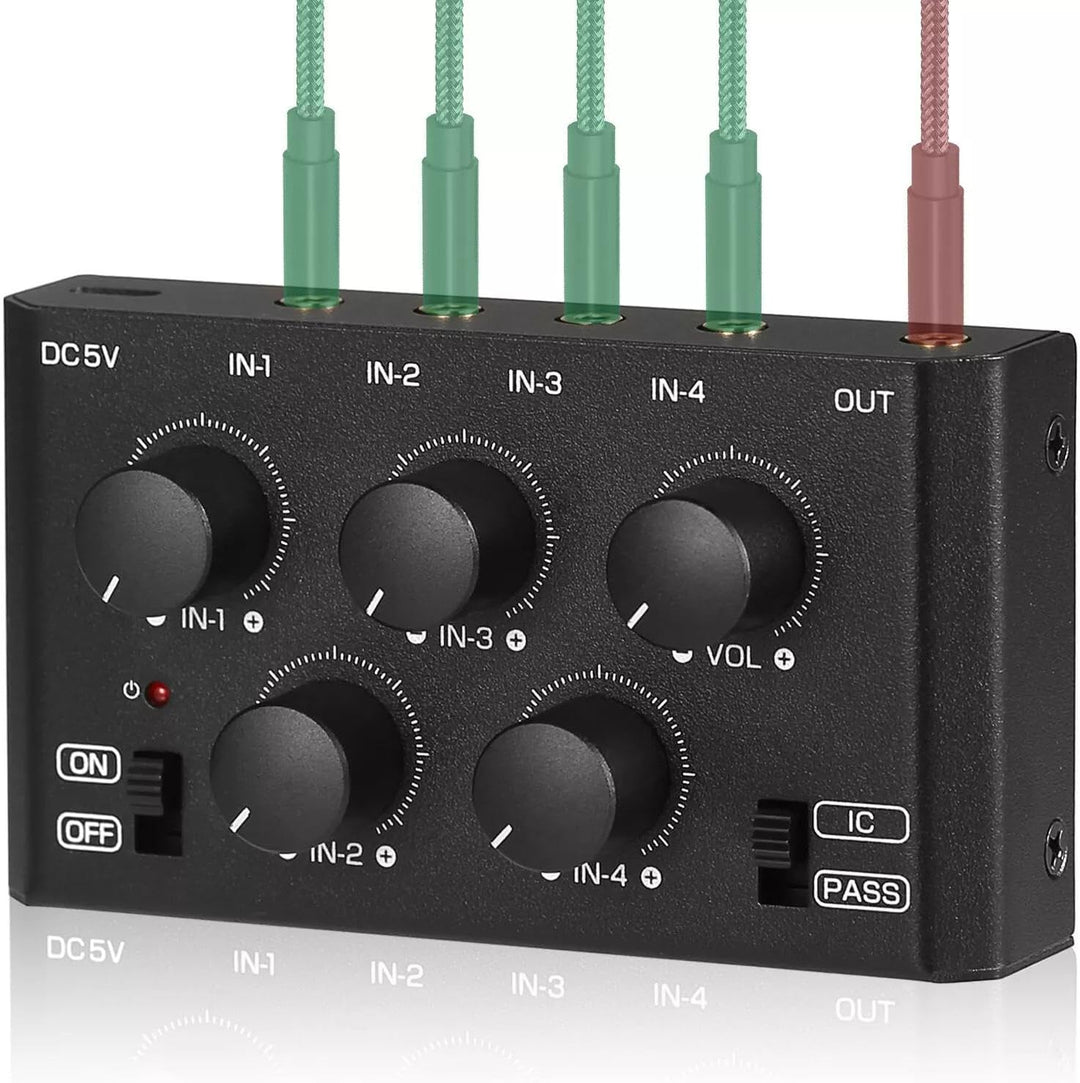 Mini Stereo-Audiomixer mit 4 Kanälen und sehr geringem Rauschen für Heim/Studio/Bar Line-Mixer (MC5-