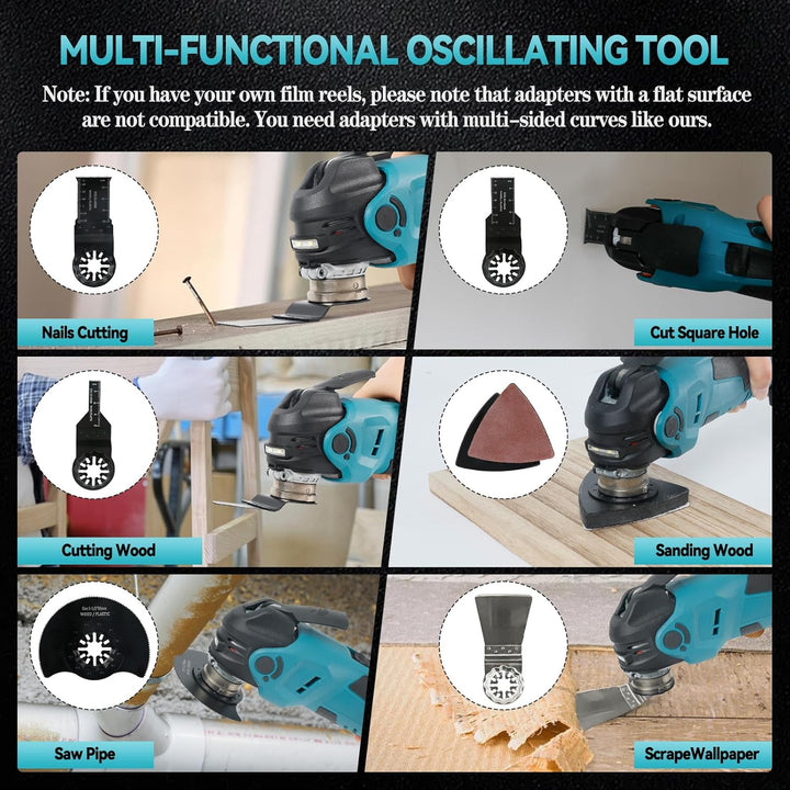 Kabellose oszillierende Multifunktionswerkzeuge kompatibel mit Makita 18 Akku, 300 W bürstenloser Mo