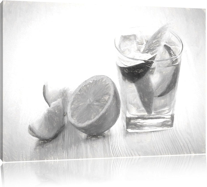Pixxprint Gin Tonic Shot mit Zitronen als Leinwandbild/Grösse: 100x70 cm/Wandbild/Kunstdruck/fertig