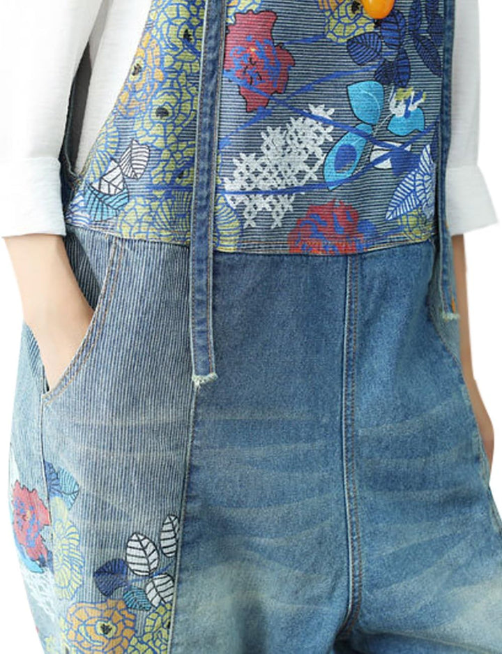 Youlee Damen Sommer Breites Bein Hose Denim Latzhose Overall Hosen M Stil 2, M Stil 2