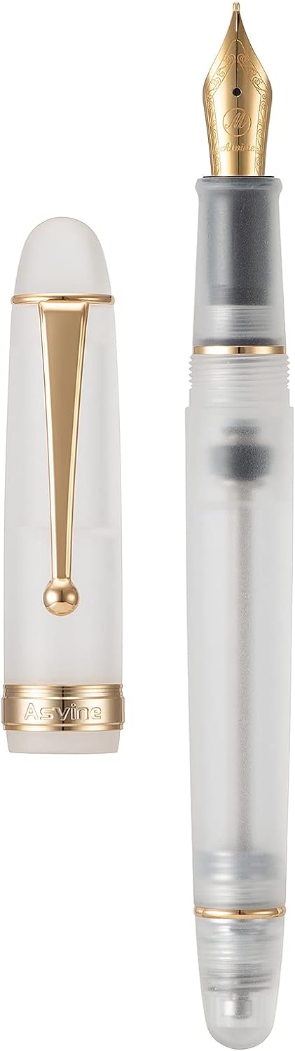 Asvine Füllfederhalter V126 Extra feine Spitze, Acryl, matt, transparent, gross, mit Geschenketui Fr