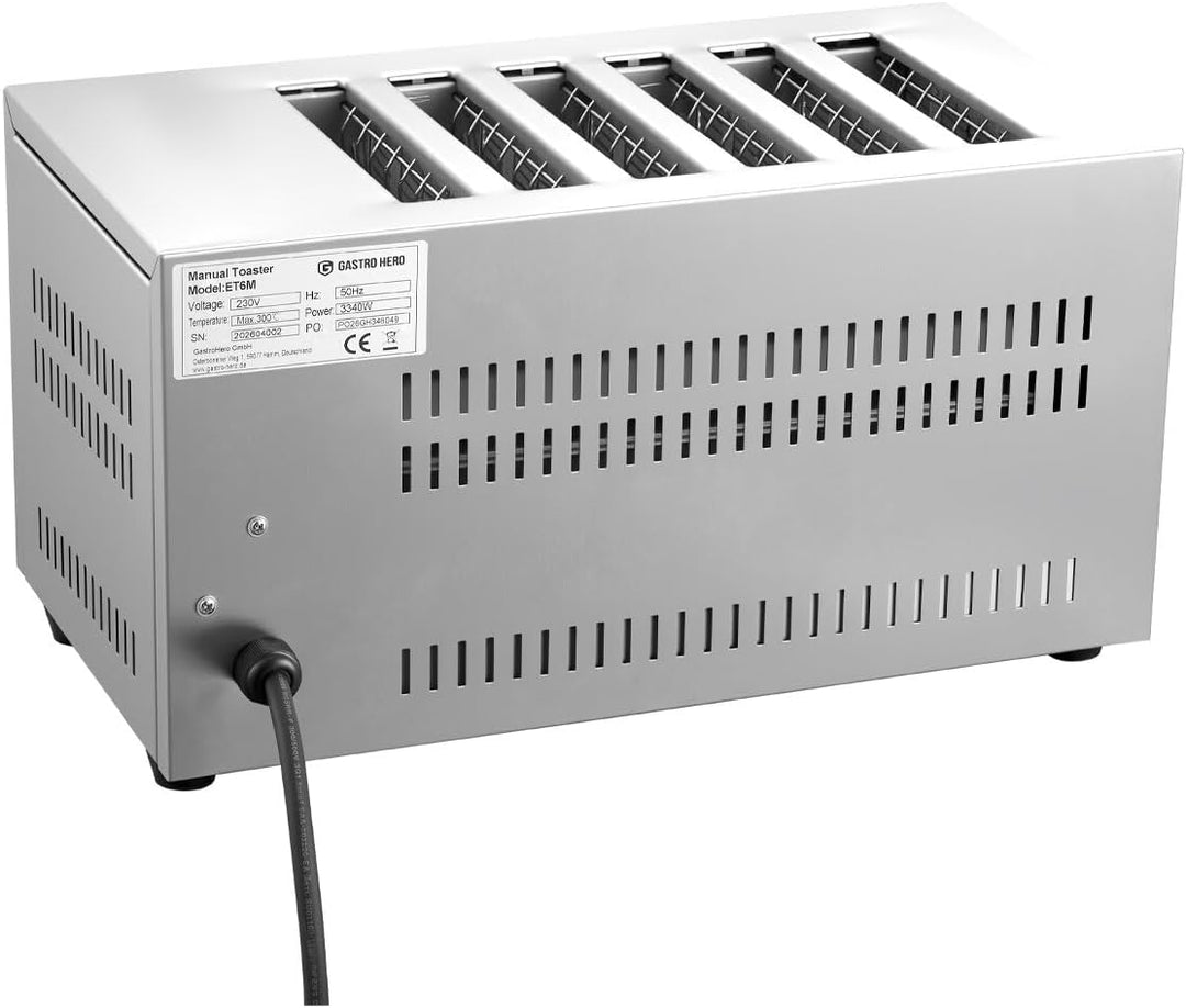 GastroHero Toaster, Schlitztoaster für 6 Toastscheiben, Edelstahl ET6M