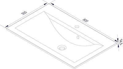 FACKELMANN Glasbecken / Waschtisch aus Glas / Masse (B x H x T): ca. 80 x 14,5 x 50 cm / Einbauwasch