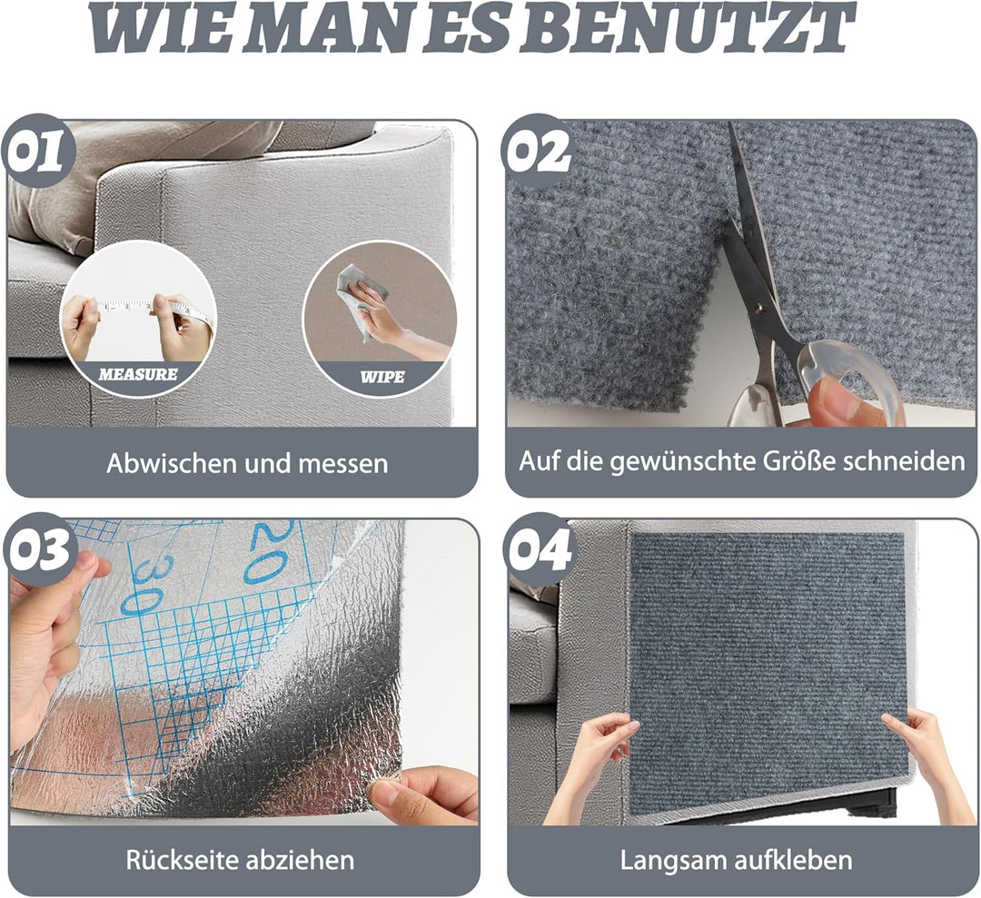Kratzmatte für Katzen, 40x200 cm, Selbstklebende Kratzmatte aus Polyester, Wiederverwendbar, Ideal z