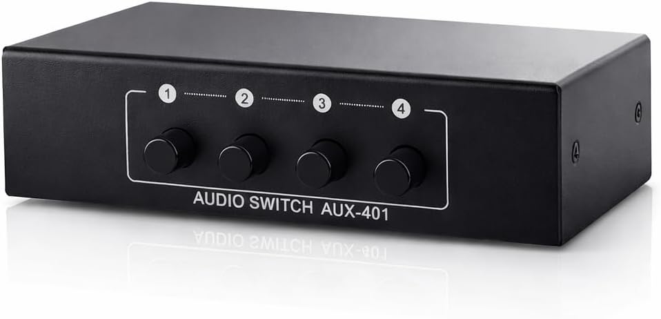 Audio RCA Umschaltbox Switch Controller, 3 Cinch IN Eingang Buchse Kupplung weiblich, 1 Cinch Out Au