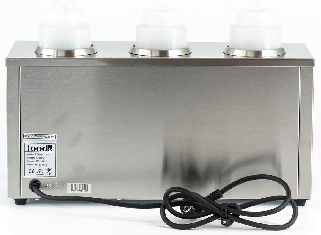 Saucenwärmer 600W für süsse und herzhafte Saucen - 3x1L Schokoladenwärmer mit Temperaturregulierung