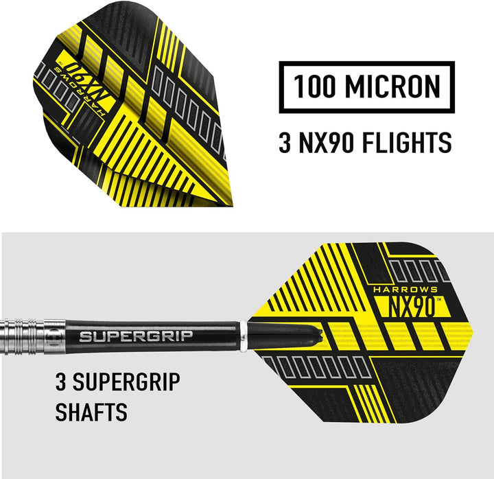 Harrows Steel Darts NX90 90% Tungsten Steeltip Dart Steeldart Hochwertiger Tungsten Dart 24 Gramm, 2