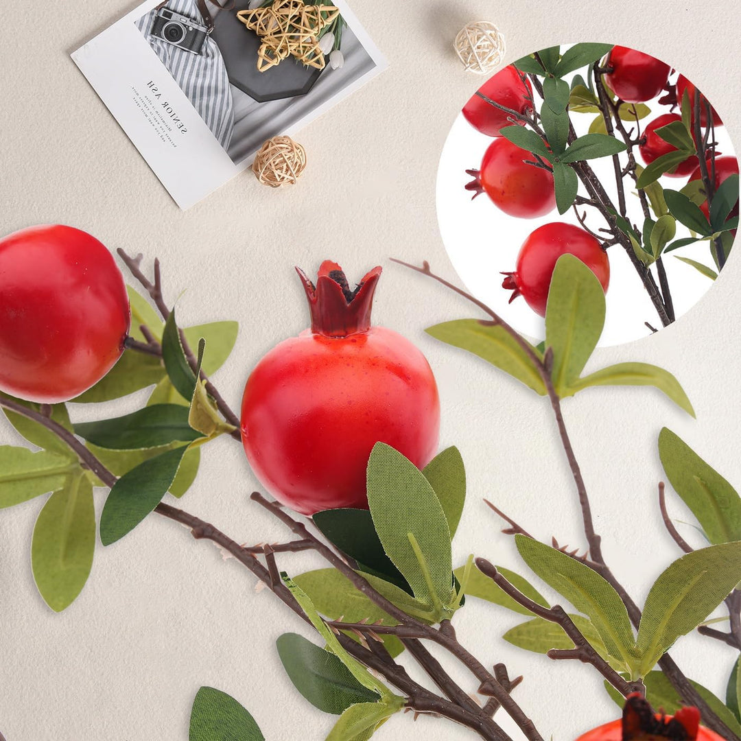 Woration 3Stück Künstliche Frucht Zweigstellen 95cm Gefälschte Anschaulich Granatapfel Berries Zweig