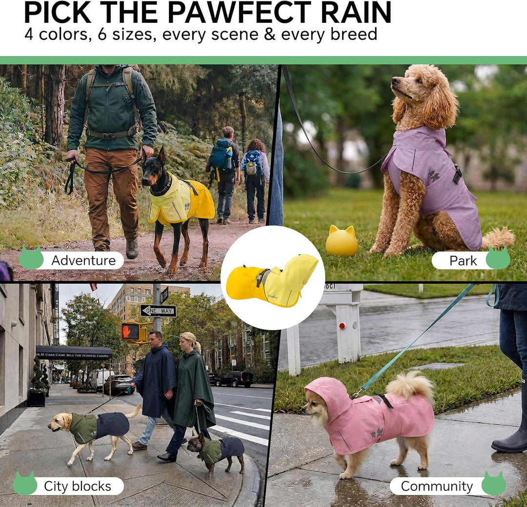 Luciphia Regenmantel Hund Wasserdicht,Reflektierende Hundemantel mit Kapuze und Taschen, Grössenvers