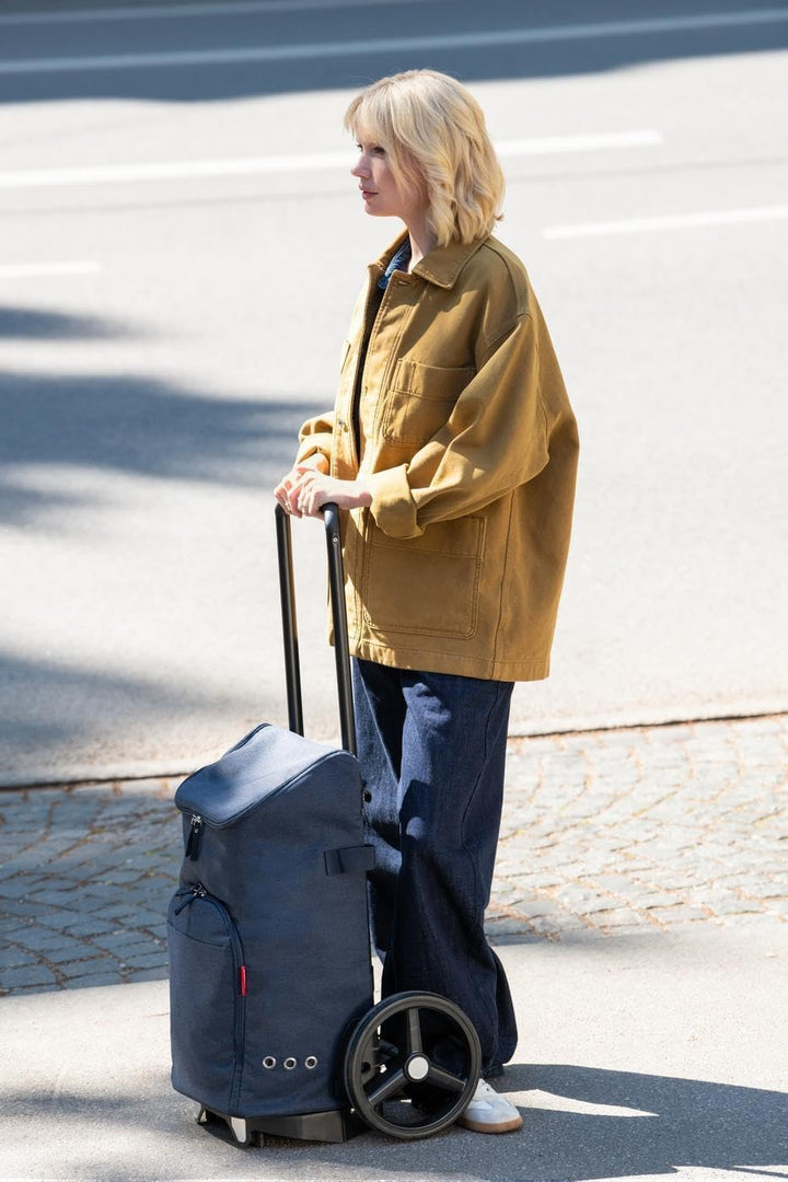 reisenthel citycruiser Set (Rack + Bag) Tasche Twist Navy + Rack Black - Praktische Einkaufstasche m