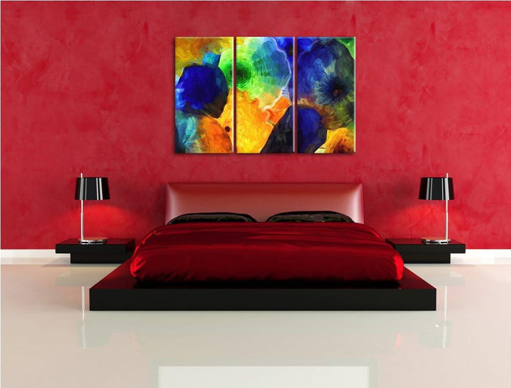 bunte Quallen NewArt 3-Teiler Leinwandbild 120x80 Bild auf Leinwand, XXL riesige Bilder fertig gerah