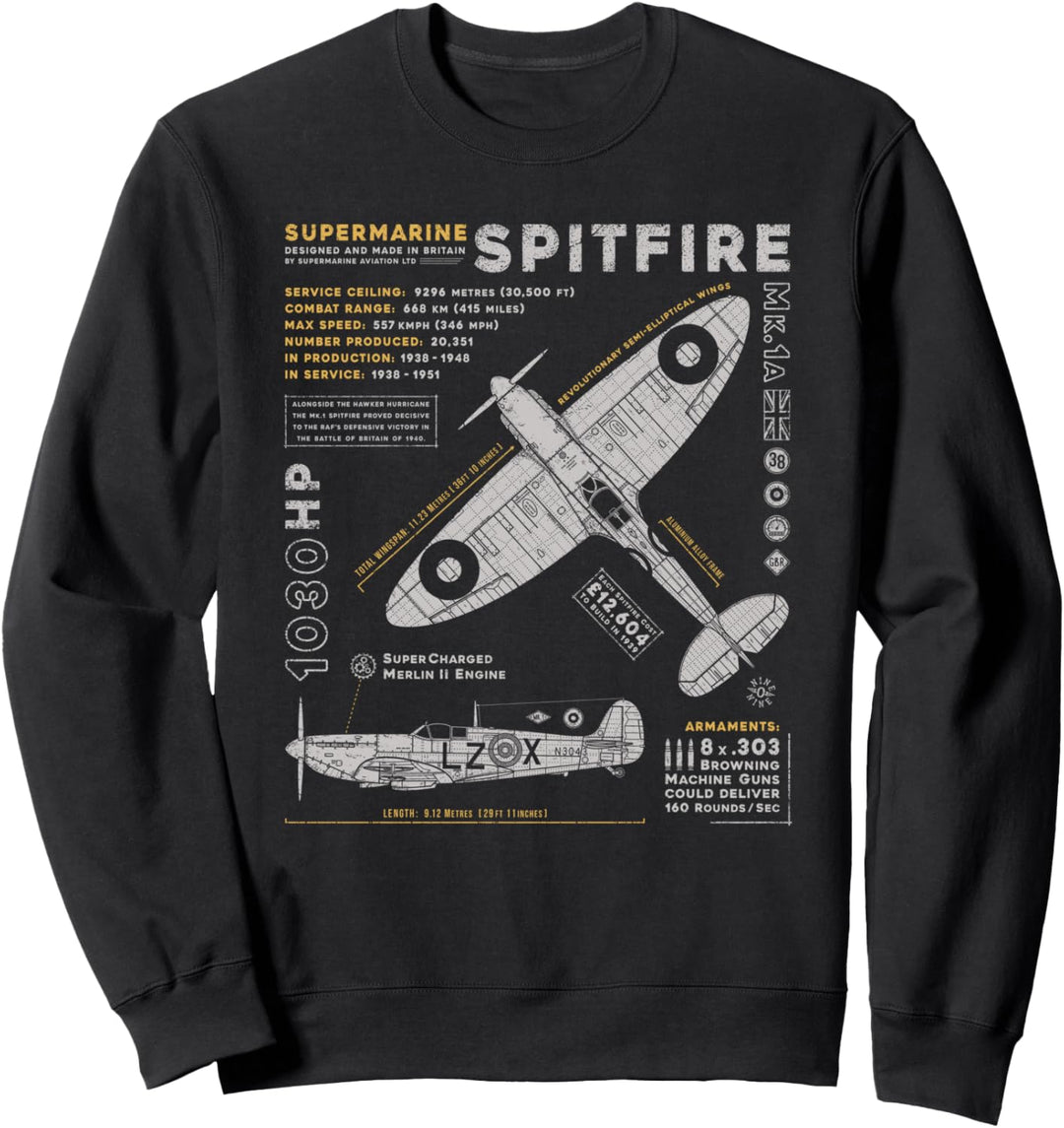 Spitfire Mk.1 | RAF British WWII Supermarine Fighter Plane Sweatshirt