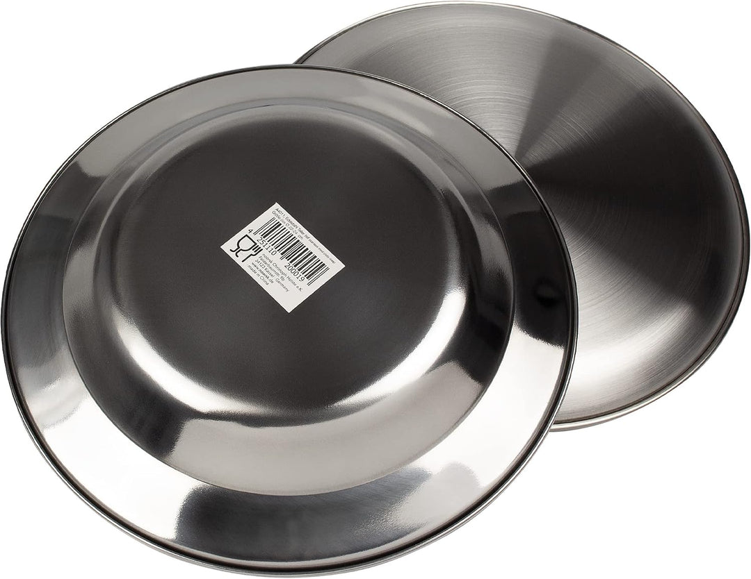 Black Snake® Camping Teller Set 1 flach &amp; 1 tief - Edelstahl Essteller - robustes Outdoor Geschirr f