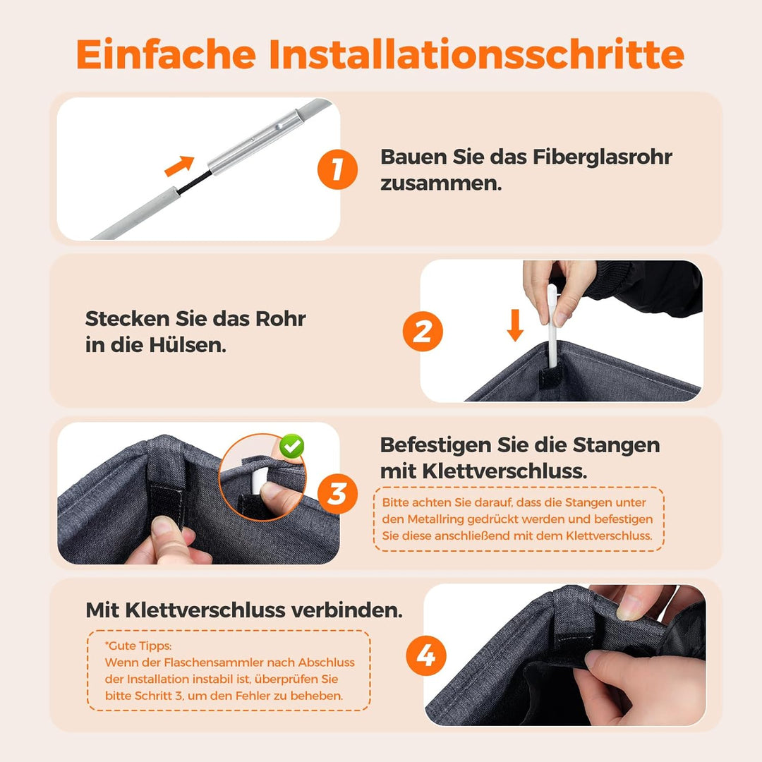 2 Stück 100L Pfandflaschen Sammelbehälter mit Grossen Waschbaren Beuteln, Pfandflaschen behälter für