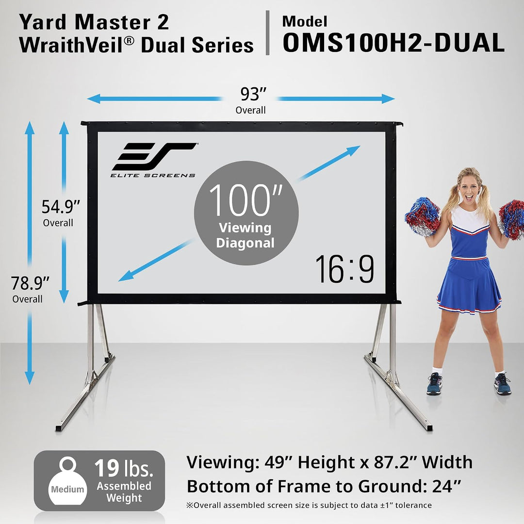 Elite Screens OMS100H2-DUAL Mobile Garten Leinwand Yard Master 2 Dual 222 Outdoor Projection Screen