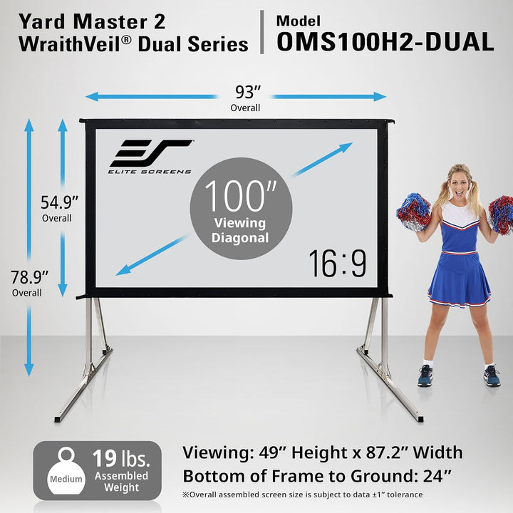 Elite Screens OMS100H2-DUAL Mobile Garten Leinwand Yard Master 2 Dual 222 Outdoor Projection Screen