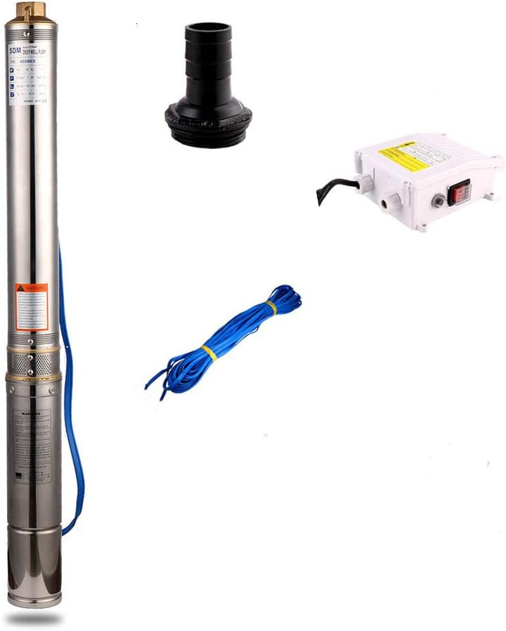 SHYLIYU Edelstahl Tiefbrunnenpumpe Tauchpumpe 3 Zoll, 370W, 3300 L/H Gartenpumpe oder Heimgebrauch W