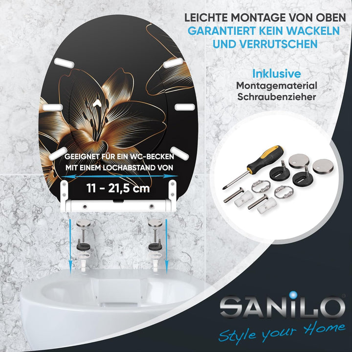 Sanilo WC Sitz mit Absenkautomatik & Schnellverschluss, Toilettendeckel per Knopfdruck abnehmbar, ei