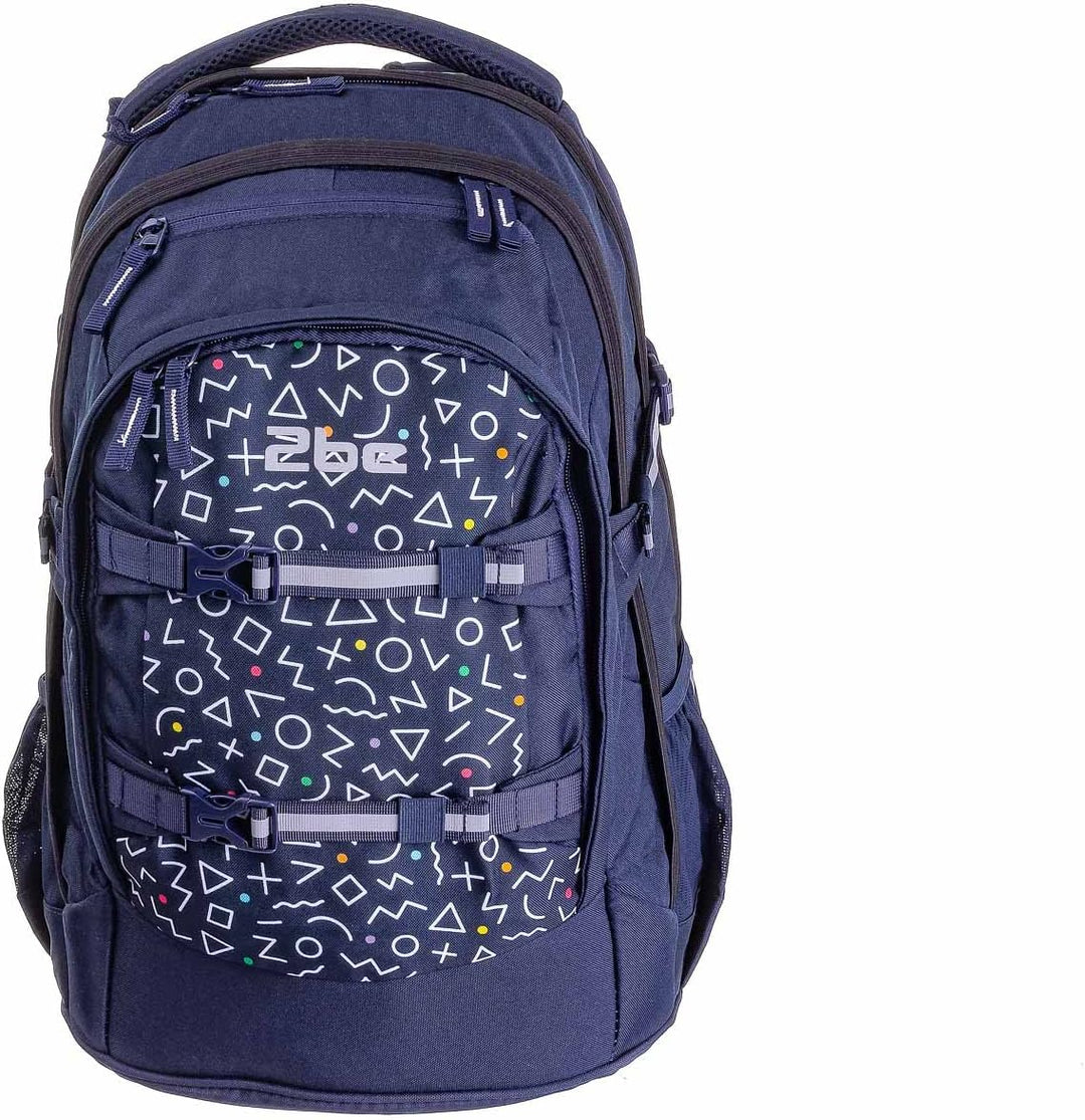 2be 4 tlg. Schulrucksack-Set mit Ergo School Backpack, Turnbeutel, Schlamperbox, Regencape Navy