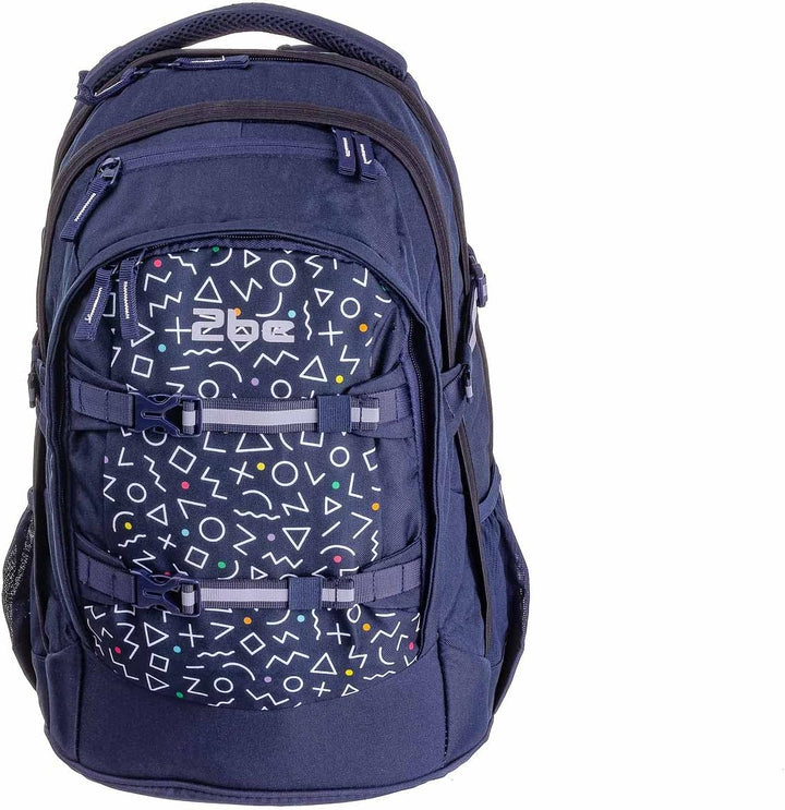 2be 4 tlg. Schulrucksack-Set mit Ergo School Backpack, Turnbeutel, Schlamperbox, Regencape Navy