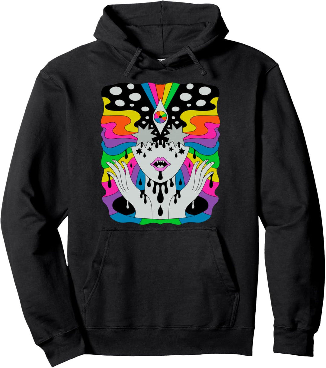 Bunte psychedelische Mädchen Trippy Abstrakte Dritte Auge Vision Pullover Hoodie