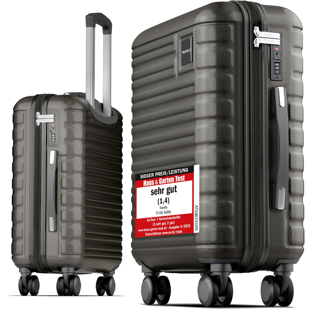 Travely Premium Handgepäck Koffer 55x40x20cm - passend für Ryanair, Lufthansa, Eurowings und co. I 3