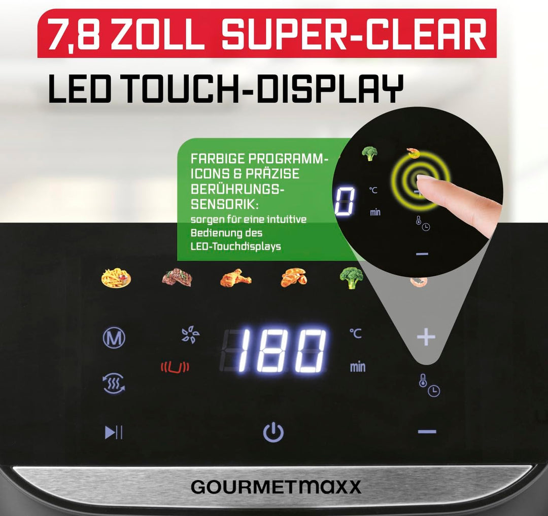 GOURMETmaxx AirGenius Heissluftfritteuse - 5,5 L Airfryer | Fritteuse mit 7 Programmen | Minibackofe